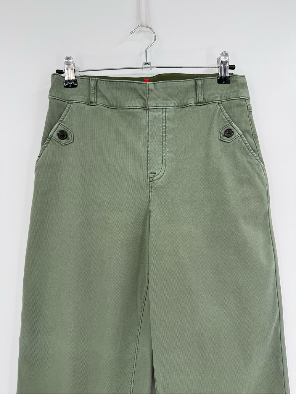 SPANX Twill Crop Wide Leg Pant in Olive Green Size MP - Picture 3 of 12